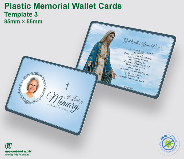 Plastic Memorial Wallet Cards - Template 3