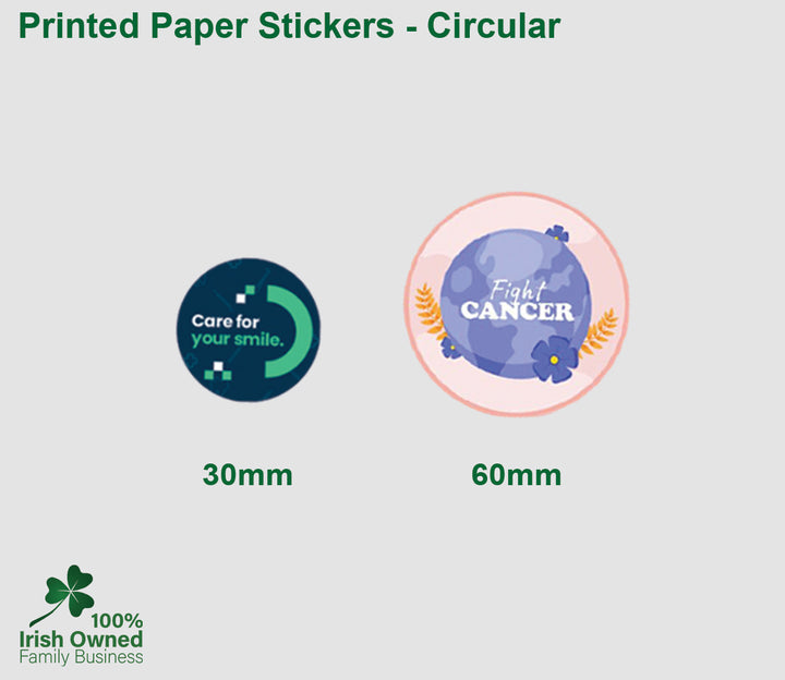 Printed Paper Stickers - Circular - 30 mm, 60 mm