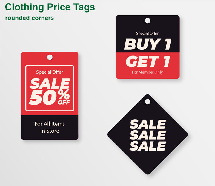 Clothing Price Tags - rounded corners