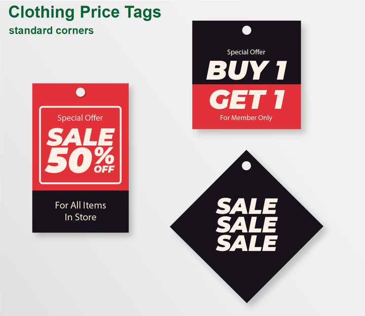 Clothing Price Tags - standard corners