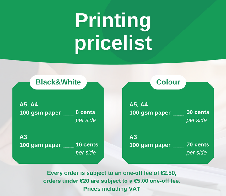 Thesis Printing Pricelist
