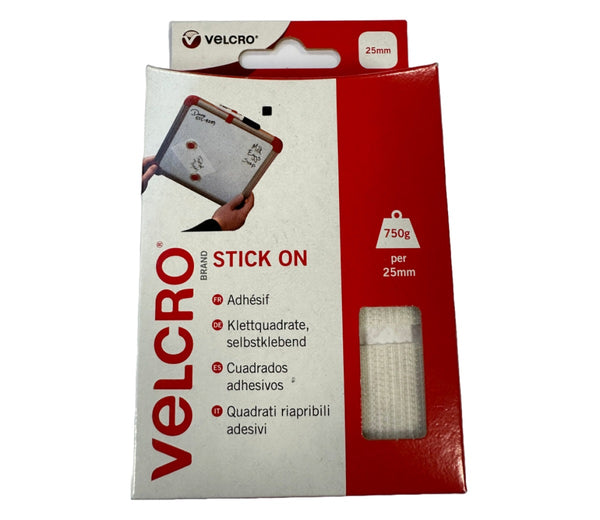Velcro Stick On Squares 25mm White