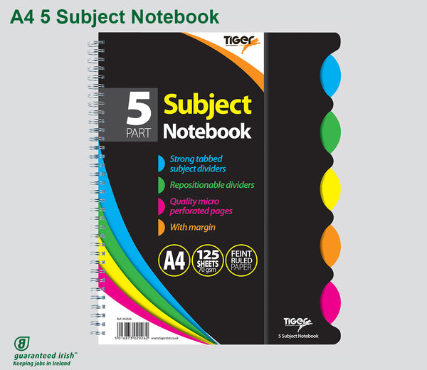 A4 5 Subject Notebook