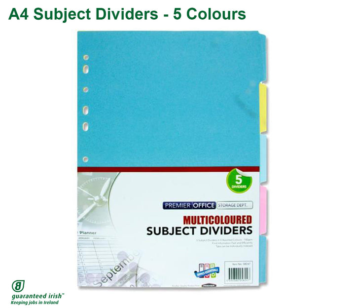 A4 Subject Dividers - 5 Colours