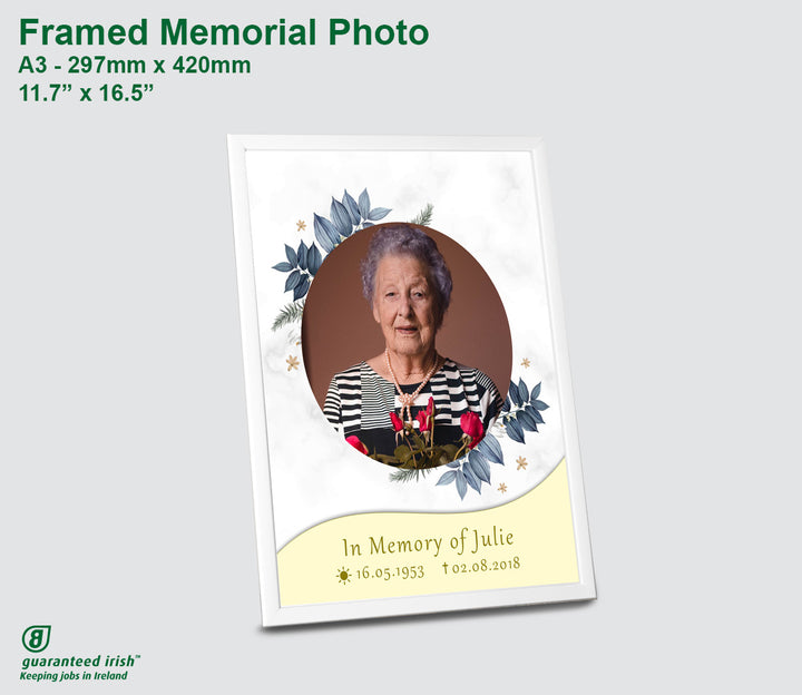 Framed Memorial Photo - A3 size - White
