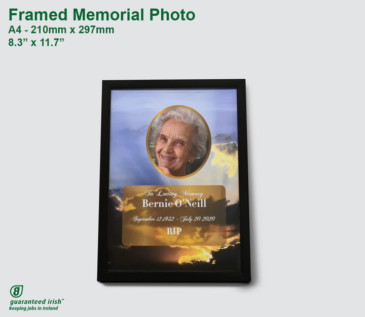 Framed Memorial Photo - A4 size - Black