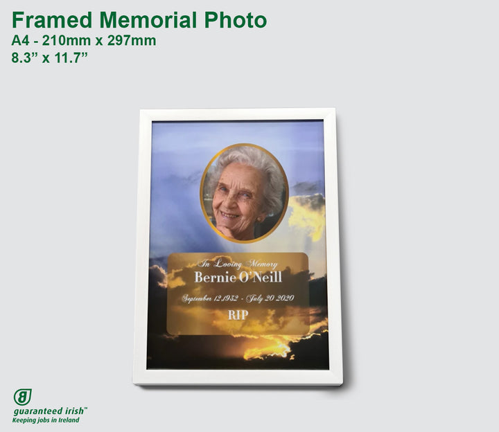 Framed Memorial Photo - A4 size - White