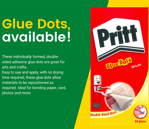 Glue Dots - These individually formed, double-sided adhesive glue dots are great for arts and crafts