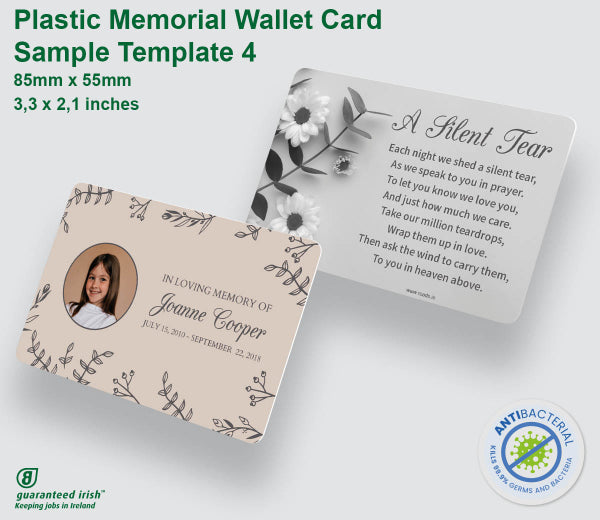 Plastic Memorial Wallet Cards - Template 4