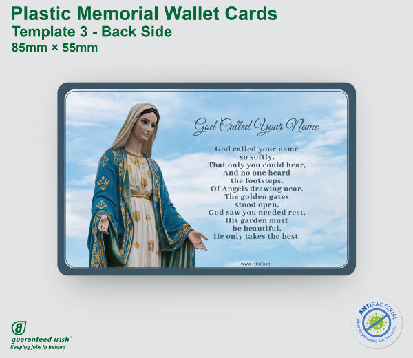 Plastic Memorial Wallet Cards - Template 3