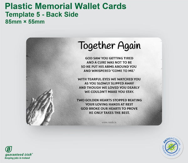 Plastic Memorial Wallet Cards - Template 5