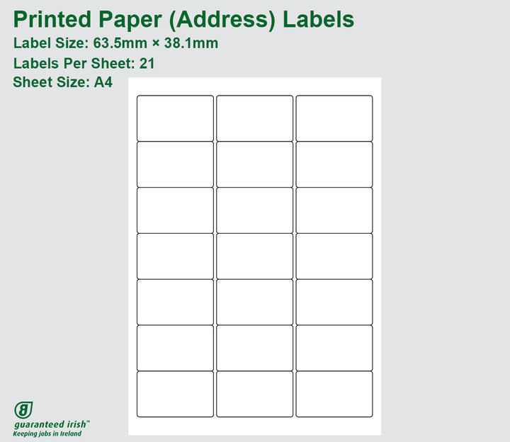 Printed Paper (Address) Labels 63.5mm × 38.1mm