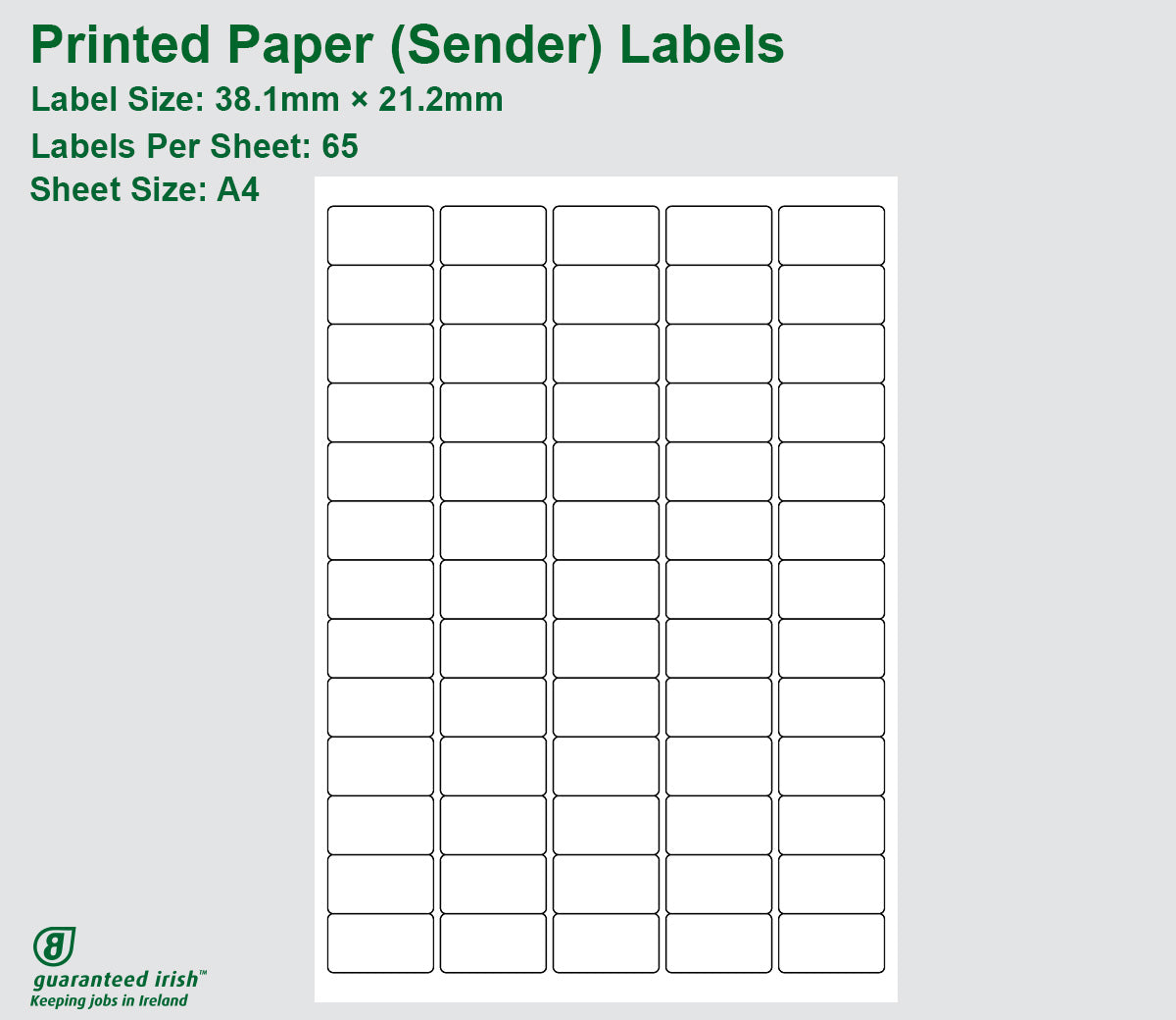 Printed Paper (Sender) Labels 38.1mm × 21.2mm