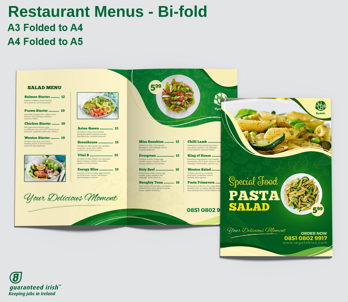 Menu Bi Fast Restaurant Menus - Bi-fold | Printing Dublin ☘️ Fastest Turnaround in ...