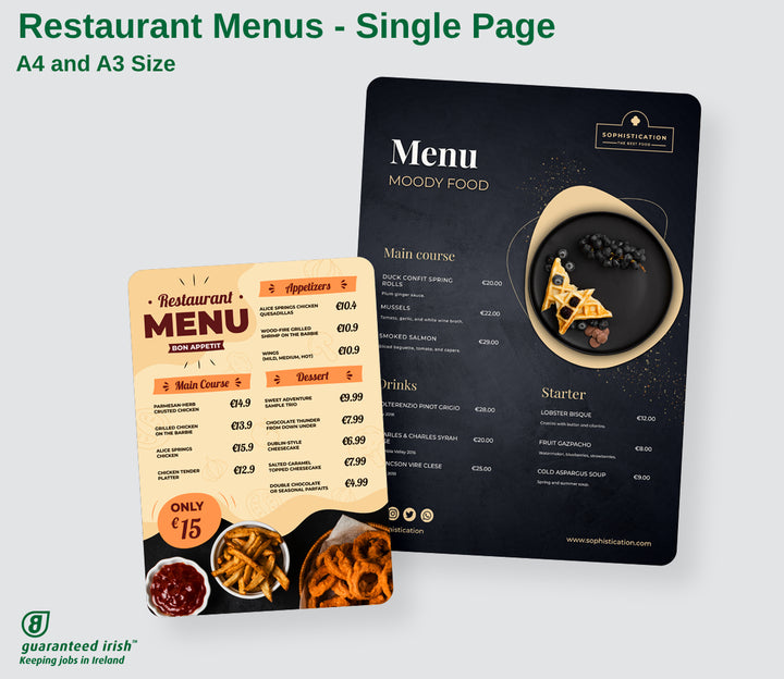 Restaurant Menus - Single Page