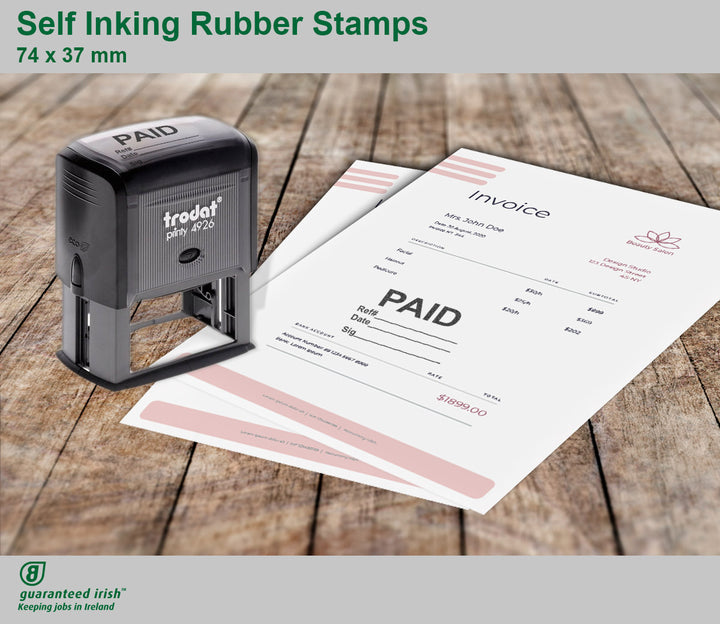 Self Inking Rubber Stamps 74×37 mm