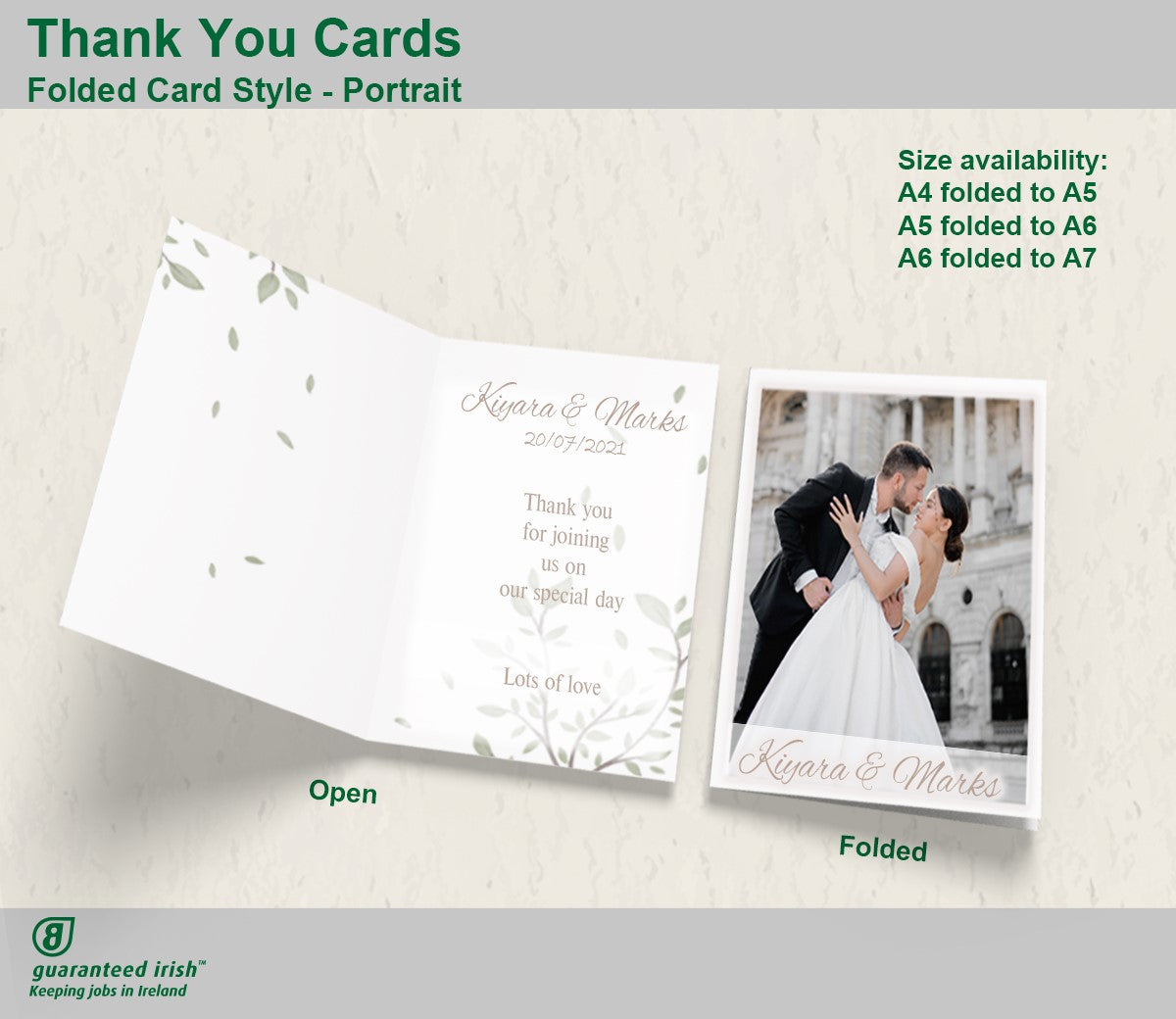 Wedding Thank You Cards - Folded - Portrait